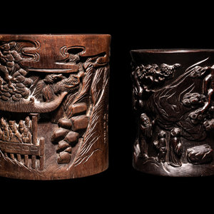 Two Chinese Carved Hardwood