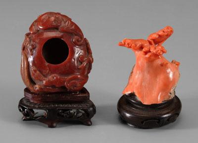 Two Chinese carved items: base of