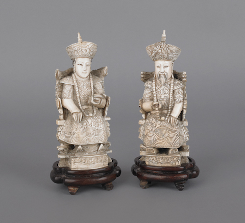 Two Chinese carved ivory figures