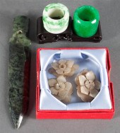 Two Chinese carved jade archer