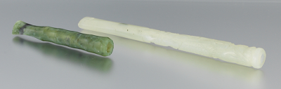 Two Chinese Carved Jade Cigarette