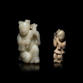 Two Chinese Carved Jade Figure