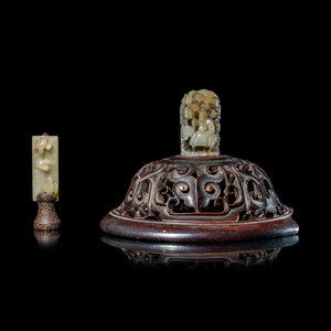 Two Chinese Carved Jade Finials