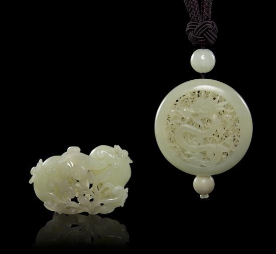 Two Chinese Carved Jade Toggles
