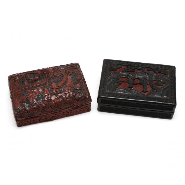 TWO CHINESE CARVED LACQUER