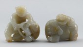 TWO CHINESE CARVED LIGHT CELAD