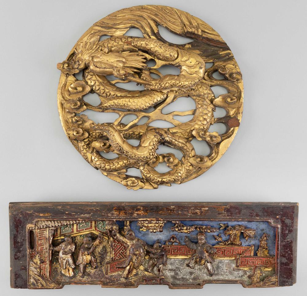 TWO CHINESE CARVED PANELSTWO