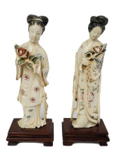 TWO CHINESE CARVED QUAN-YIN FI
