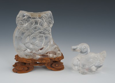 Two Chinese Carved Rock Crystal