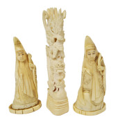 TWO CHINESE CARVED SAGES AND A