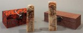 TWO CHINESE CARVED SHOUSHAN SE