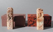 TWO CHINESE CARVED SHOUSHAN/SO
