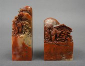 TWO CHINESE CARVED SHOUSHAN/SO