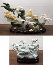 TWO CHINESE CARVED SOAPSTONE F
