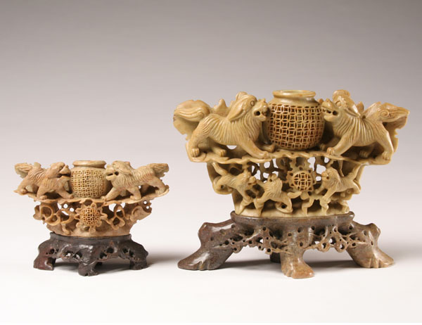 Two Chinese carved soapstone