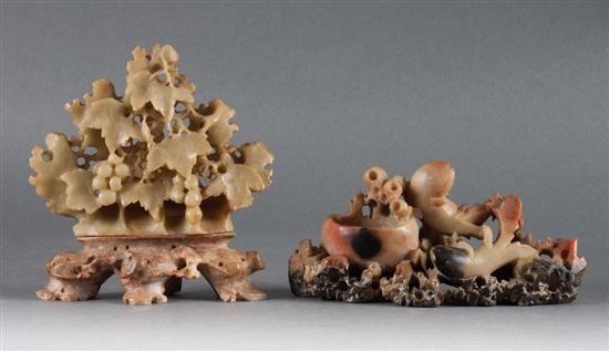 Two Chinese carved soapstone