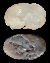 TWO CHINESE CARVED STONE HAND