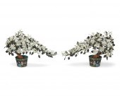 TWO CHINESE CARVED STONE TREES