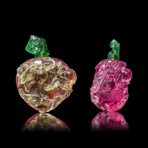 Two Chinese Carved Tourmaline Snuff