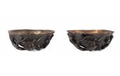 TWO CHINESE CARVED WOOD & GILT