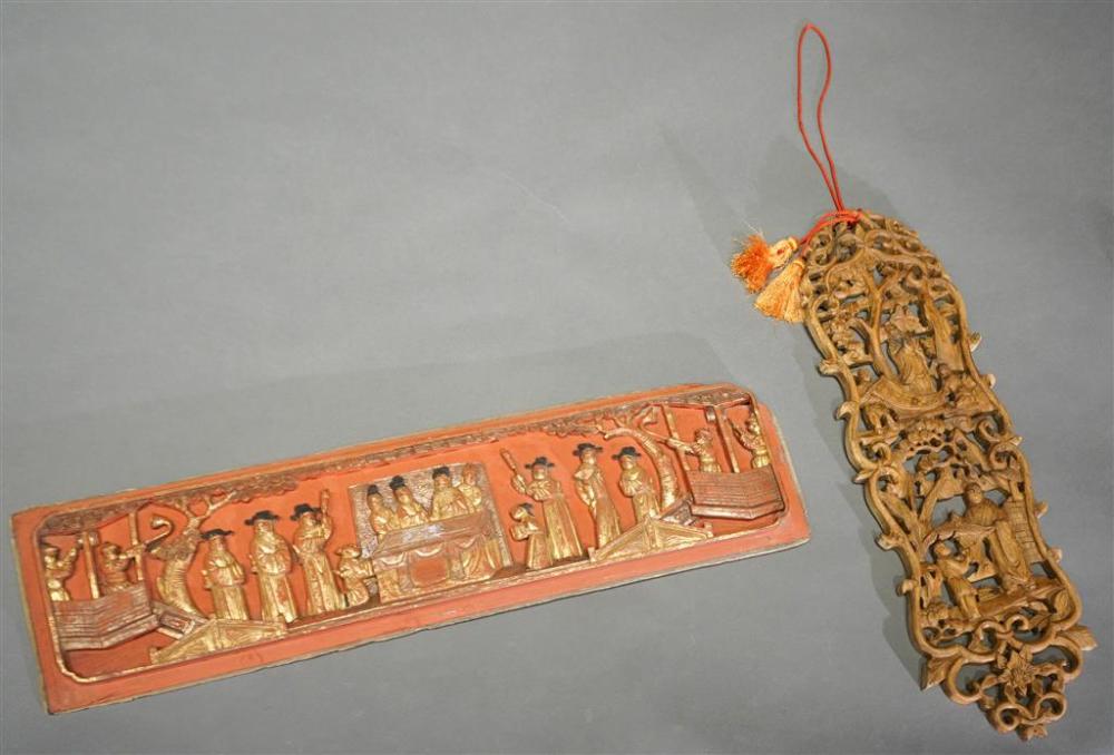 TWO CHINESE CARVED WOOD