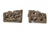 TWO CHINESE CARVED WOOD ARCHIT