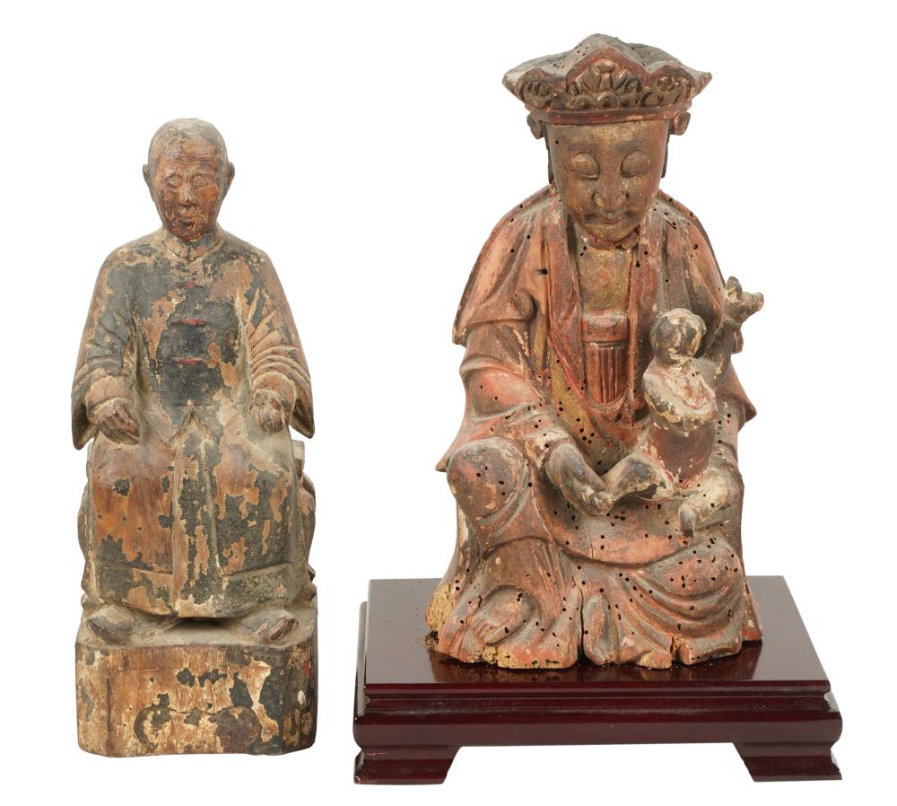 TWO CHINESE CARVED WOOD