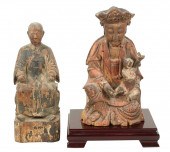 TWO CHINESE CARVED WOOD FIGURE