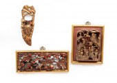 TWO CHINESE CARVED WOOD PANELS