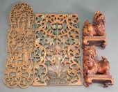 TWO CHINESE CARVED WOOD WALL H