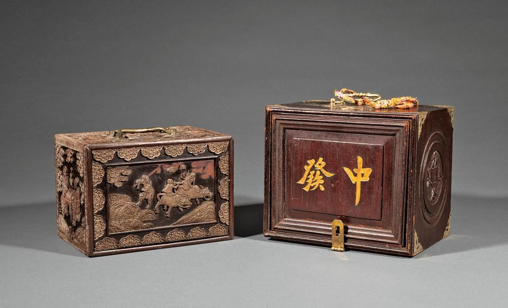 TWO CHINESE CASED MAHJONG SETSTwo