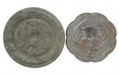 TWO CHINESE CAST SILVERED BRON