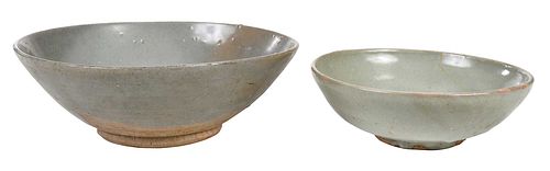 TWO CHINESE CELADON GLAZED