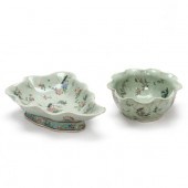 TWO CHINESE CELADON GROUND FAM