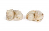 TWO CHINESE CELADON JADE PIECE