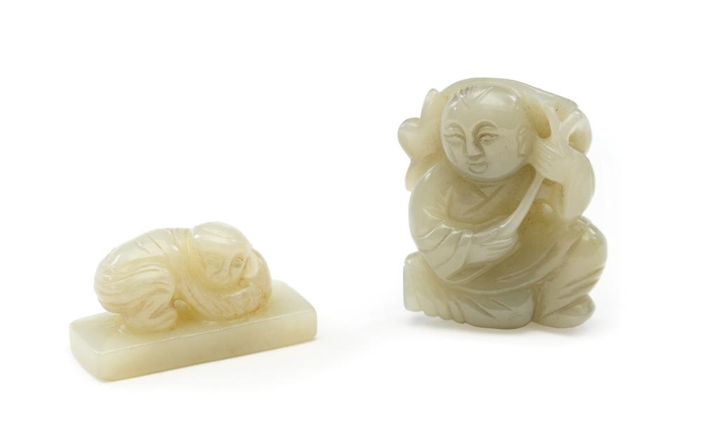 TWO CHINESE CELADON JADE