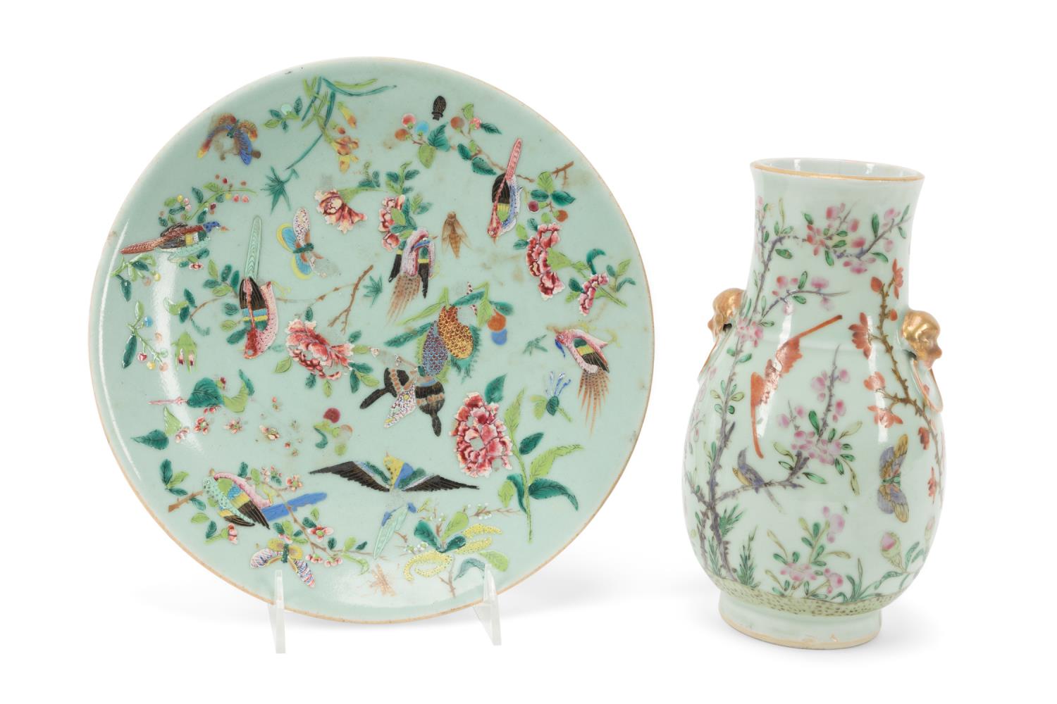 TWO CHINESE CELADON PORCELAIN