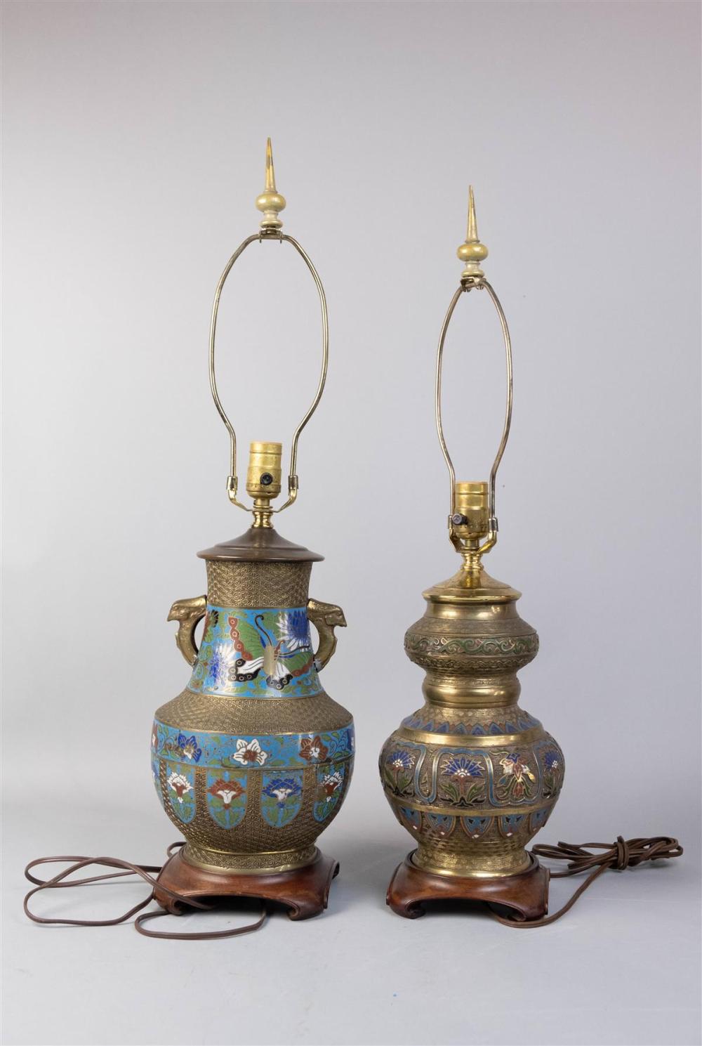 TWO CHINESE CHAMPLEVE VASES, NOW
