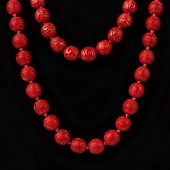 TWO CHINESE CINNABAR CARVED LA