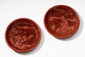 TWO CHINESE CINNABAR PLATESTwo