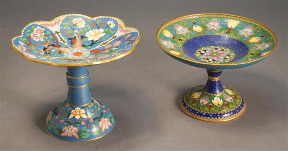 TWO CHINESE CLOISSONE TAZZAS,
