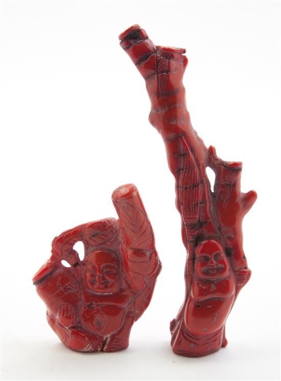 Two Chinese Coral Carvings each