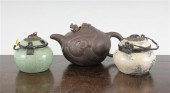 Two Chinese crackle glaze opiu