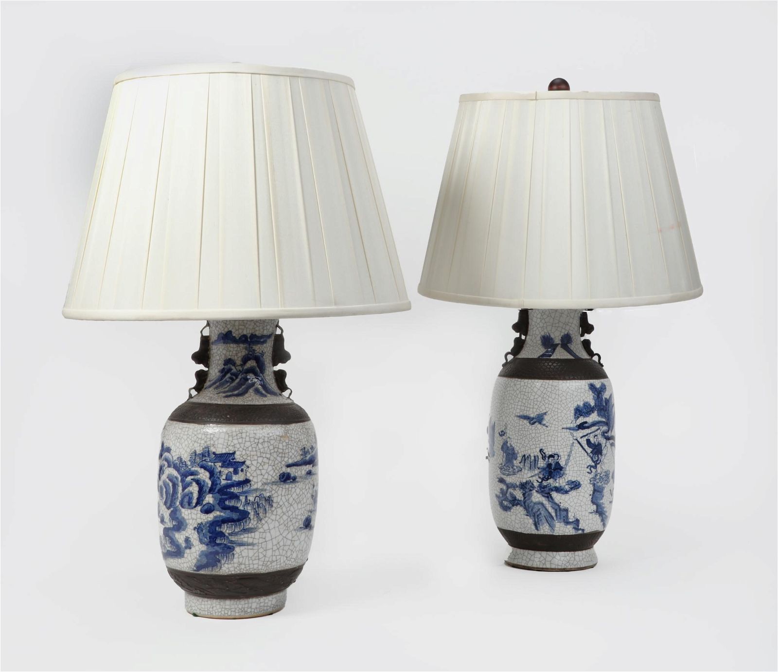 TWO CHINESE CRACKLE GLAZED