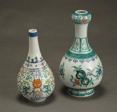 TWO CHINESE DOUCAI BOTTLE VASE