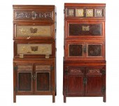TWO CHINESE DROP FRONT CABINET