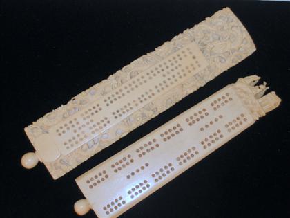 Two Chinese elephant ivory cribbage