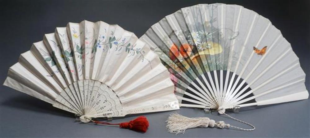 TWO CHINESE EMBROIDERED AND PAINTED