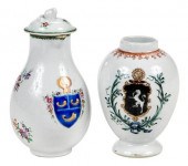 TWO CHINESE EXPORT ARMORIAL PO