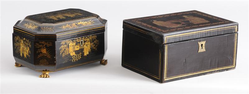 TWO CHINESE EXPORT BLACK LACQUER